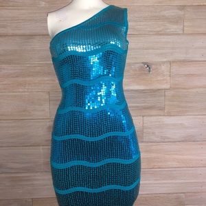 Blue sequin dress